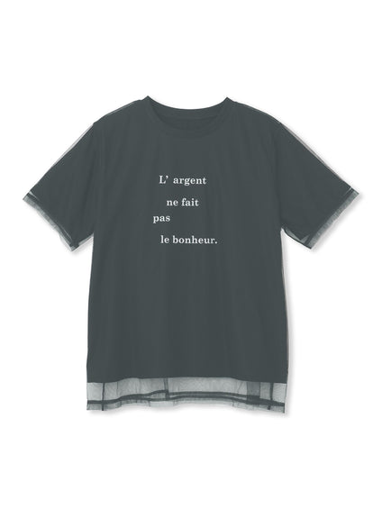 【WEB限定】チュールレイヤードロゴカットソー≪手洗い可能≫