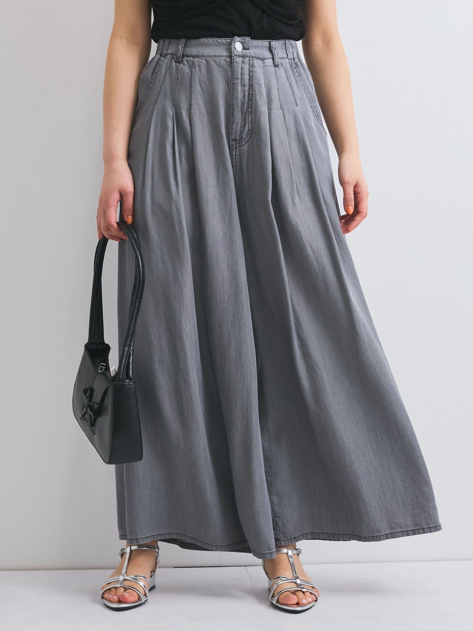 バイオシルクタックワイドパンツ≪セットアップ対応/洗濯機で洗える≫