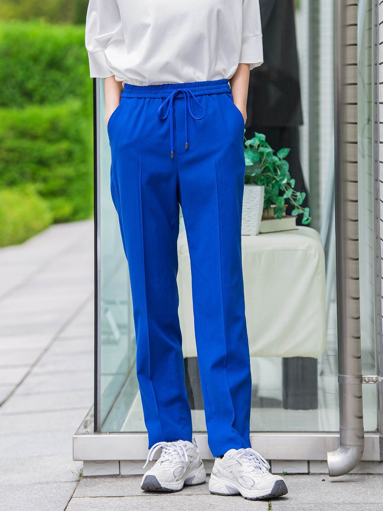 【WEB限定/大きいサイズ】シェルタリングテーパードパンツ≪洗濯機で洗える≫