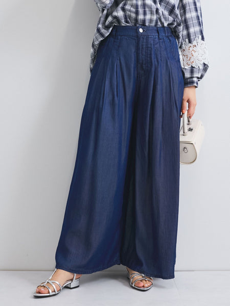 バイオシルクタックワイドパンツ≪セットアップ対応/洗濯機で洗える≫