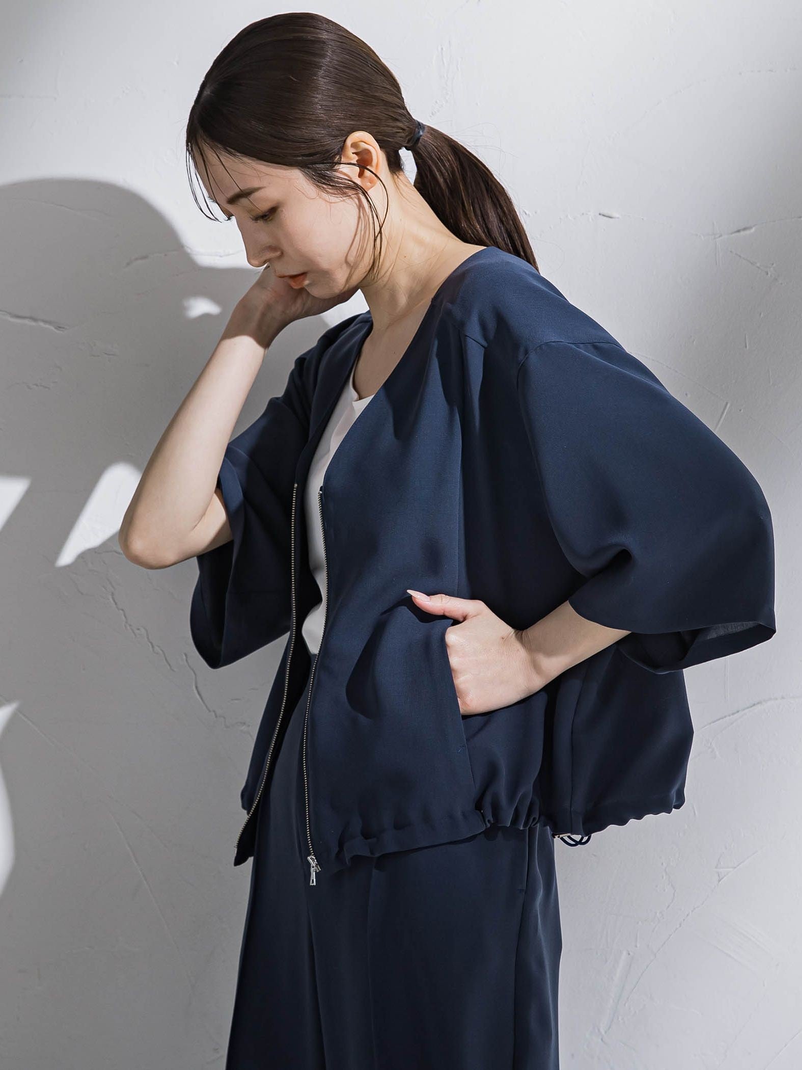 【大きいサイズ】”シワレス”ジップアップブルゾン≪洗濯機で洗える≫
