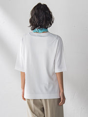 【大きいサイズ】Tシャツ風ニットプルオーバー≪手洗い可能≫