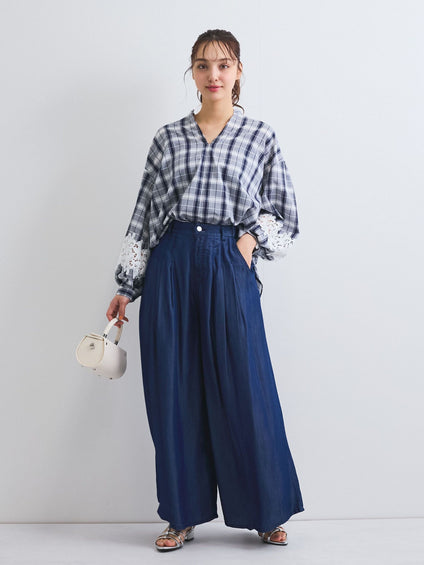 バイオシルクタックワイドパンツ≪セットアップ対応/洗濯機で洗える≫