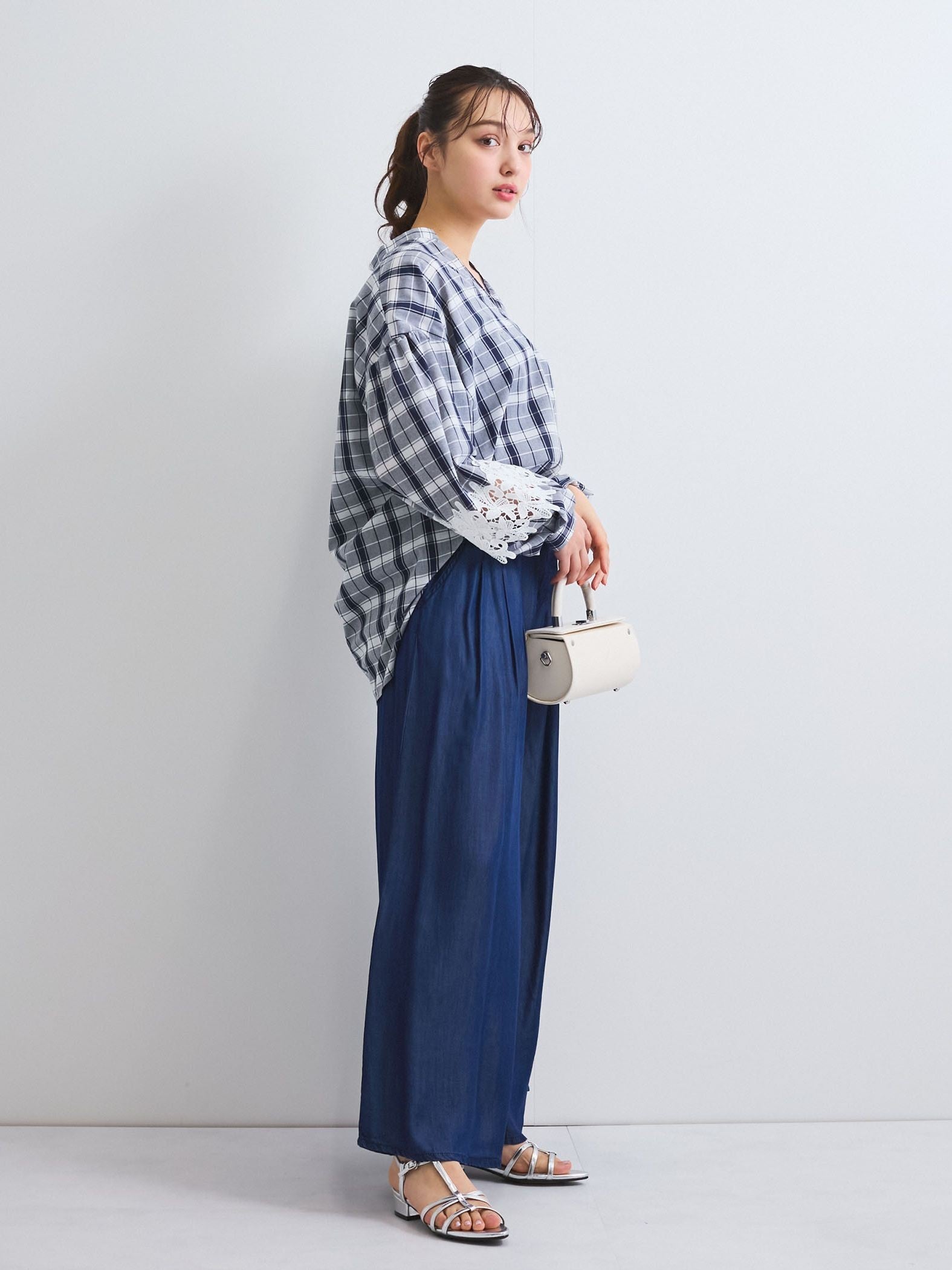 バイオシルクタックワイドパンツ≪セットアップ対応/洗濯機で洗える≫