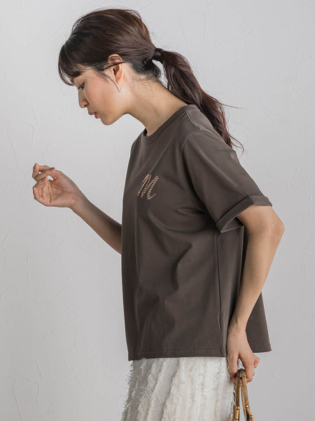 ロゴブローチ風Tシャツ≪手洗い可能≫