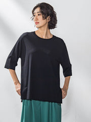 【大きいサイズ】Tシャツ風ニットプルオーバー≪手洗い可能≫