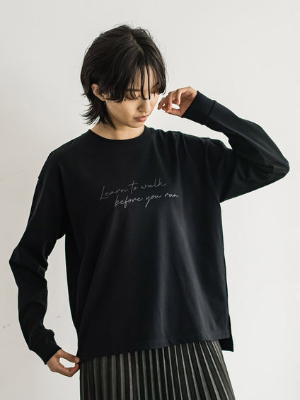 ハンドメッセージロゴロングTシャツ≪洗濯機で洗える≫