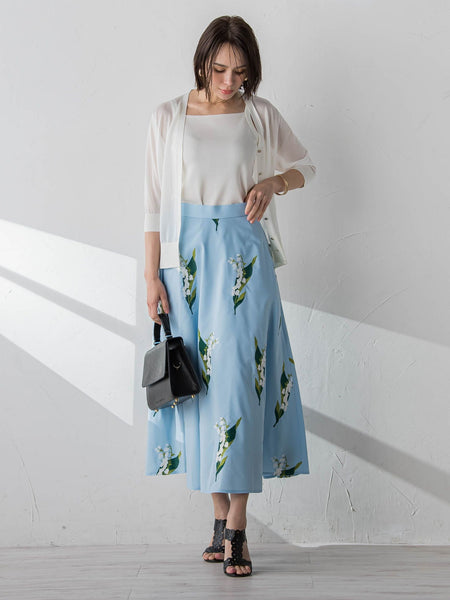 スズラン刺繍サーキュラースカート | Viaggio Blu（ビアッジョブルー 