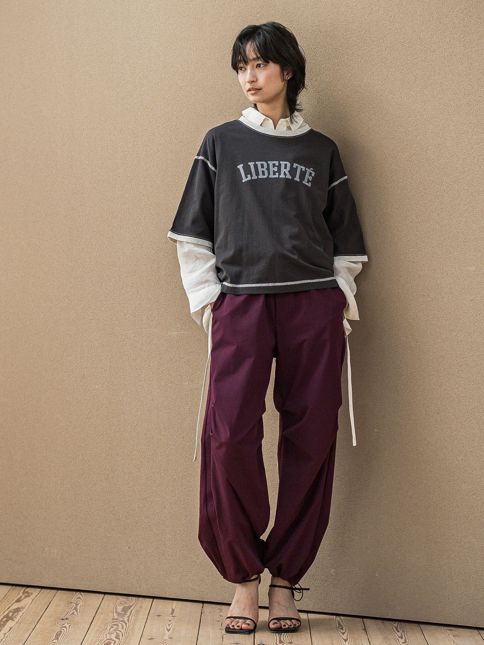 バイカラーパイピングロゴTシャツ≪手洗い可能≫