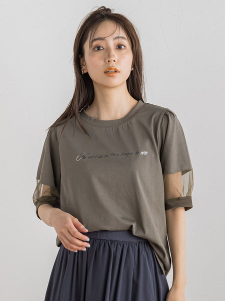 WEB別注】プレーティング天竺袖シアーTシャツ≪洗濯機で洗える≫ | Droite lautreamont（ドロワット ロートレアモン） | レディースファッション通販のJ  Lounge【公式】