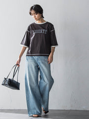 バイカラーパイピングロゴTシャツ≪手洗い可能≫