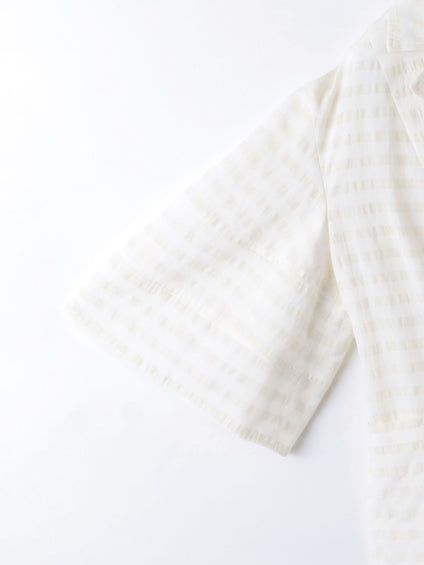 【キャンペーン対象】【CLANE】GINGHAM DOME SLEEVE SHIRT